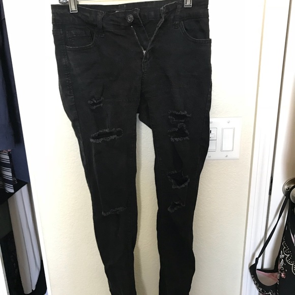 black pants with rips